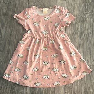 Emma & Elsa Charming Pink Cat Pattern Girl Dress Size 3T